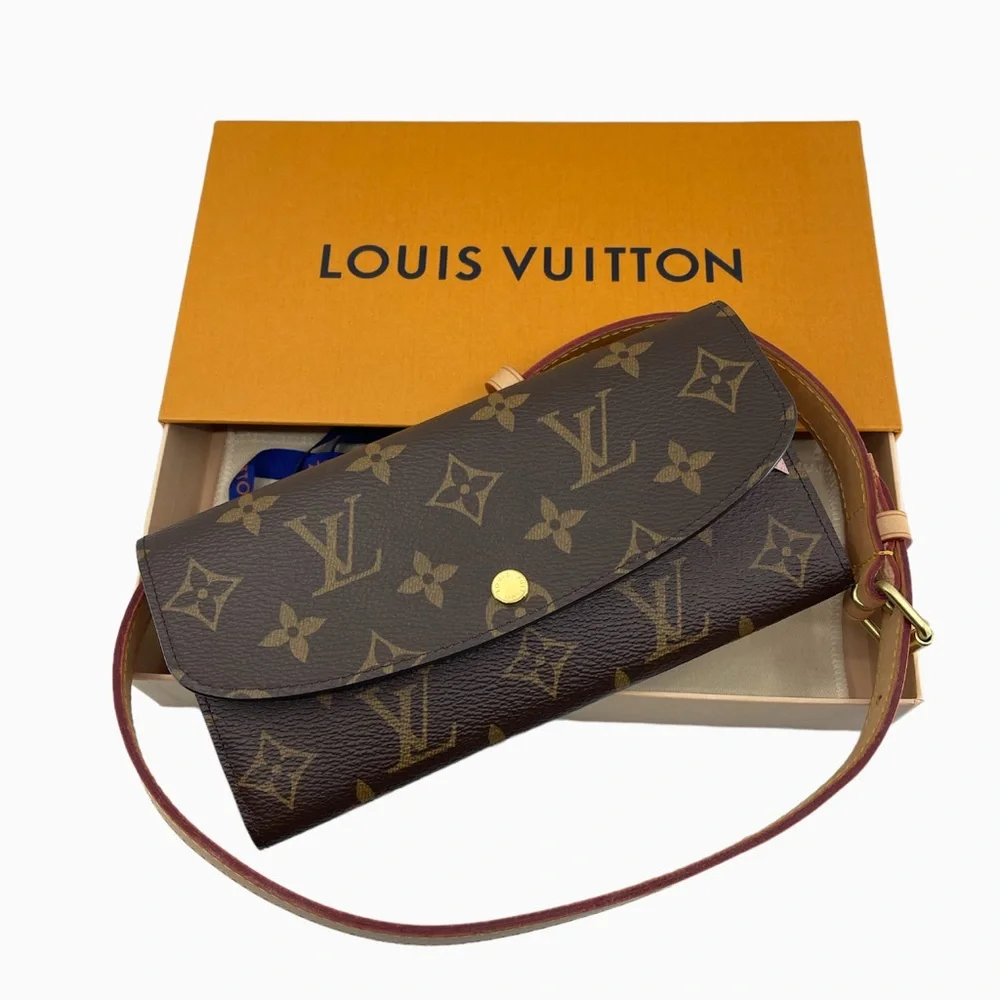 Louis Vuitton Monogram Emilie Wallet on Strap Rose Ballerine M61289 - Picture 2 of 14
